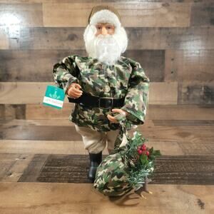 Hunting Santa In Camo Suit With His Goody Bag 16" Tall